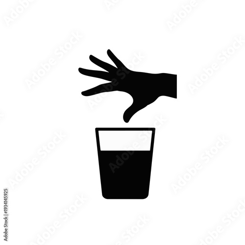 Hand tremor symptom reaching for glass of water. Parkinson's disease concept silhouette icon