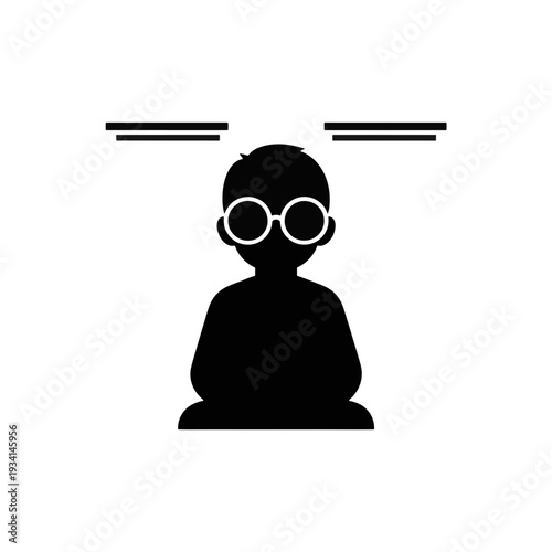 Person wearing sunglasses indoors icon. Light sensitivity and sensory protection vector symbol