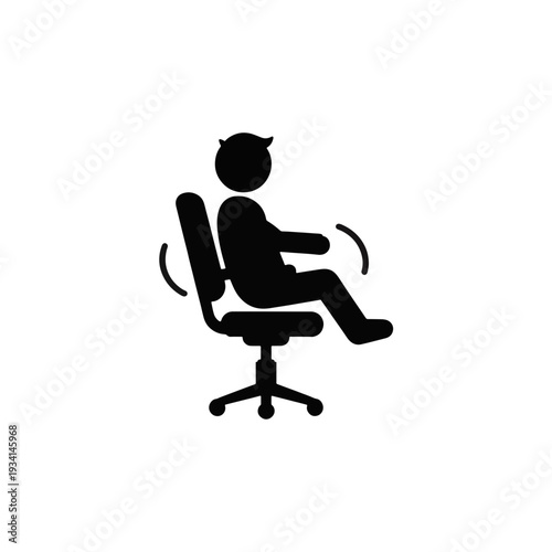 Person spinning in office chair icon. Vestibular sensory input and self-regulation vector symbol