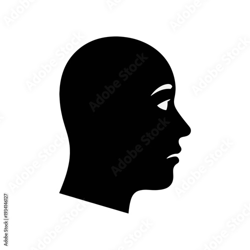 Human face profile with masked expression icon. Hypomimia and blank emotion silhouette. Vector illustration
