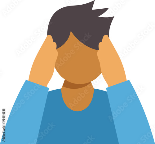 Person holding head with both hands, experiencing discomfort or pressure