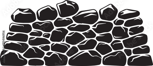 Stone wall decorative silhouette vector illustration seamless pattern abstract background black and white