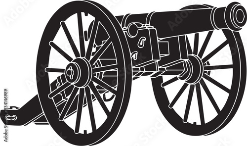 Vintage war cannon artillery piece weapon military firearm vector illustration isolated design