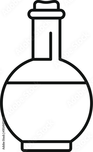 Round glass flask containing scientific or magical liquid with stopper