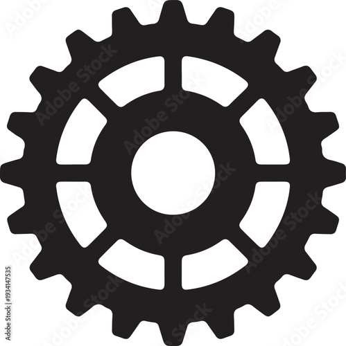 Bicycle Gear Icon in silhouette white background.