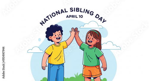Brother and sister high fiving on national sibling day april 10 celebrating family bond and friendship with a fun outdoor gesture
