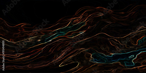 Vector abstract artistic representation of earth's topography rendered with vibrant, swirling strokes, evoking the planet's dynamic geological formations.