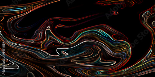 Vector Abstract swirling lines of vibrant colors blend harmoniously. The artwork is a mesmerizing dance of hues, creating an organic sense of movement. 