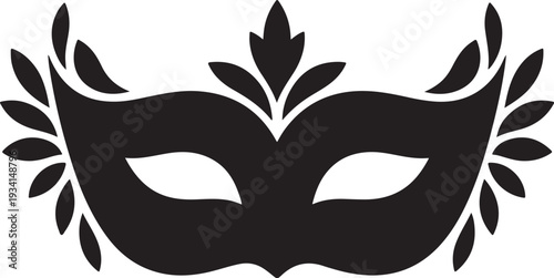 Black venetian carnival mask with leaves