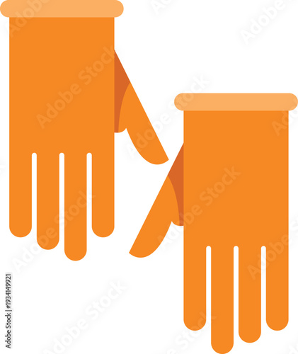 Orange rubber gloves used for cleaning, gardening, or domestic tasks