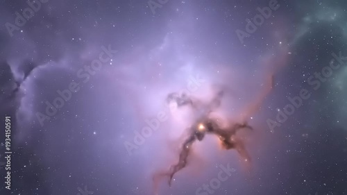 Cosmic Nebula with Shifting Colors and Stars.