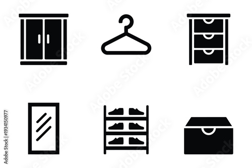 Vector Set of Black and White Storage Icons