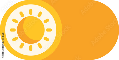 Turning a sun icon on a yellow toggle switch representing light or day mode