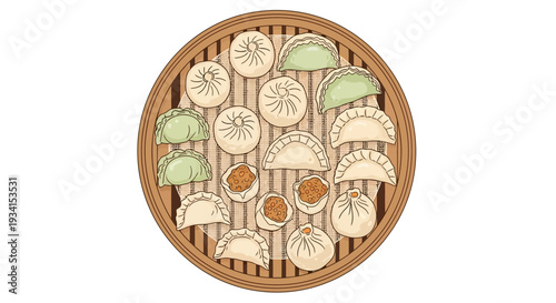 Flat_vector_of_dumplings_arranged_in_bam_2_1772107529265.eps
