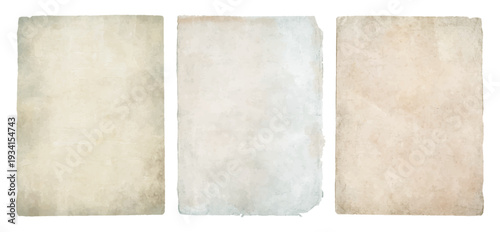 Vintage paper texture set. Antique aged parchment background collection with grunge distressed surface