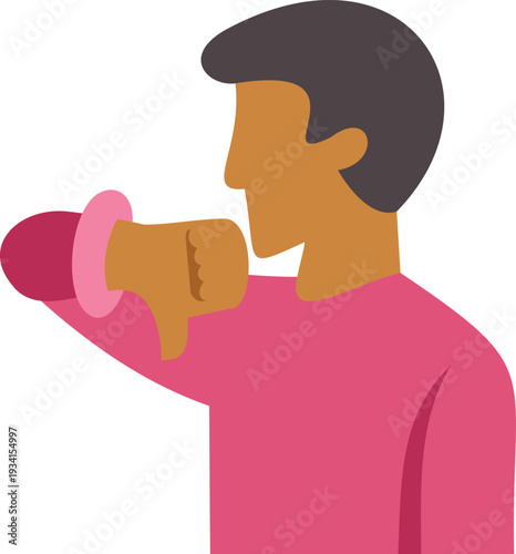 Person shows thumbs down gesture expressing negative feedback and dislike