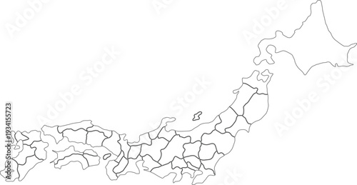 Japan Outline Map with Prefecture Borders - Clean Minimalist Vector Map for Education, Business, and Infographic Design