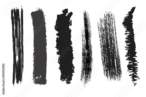 Collection of black brush strokes on white background