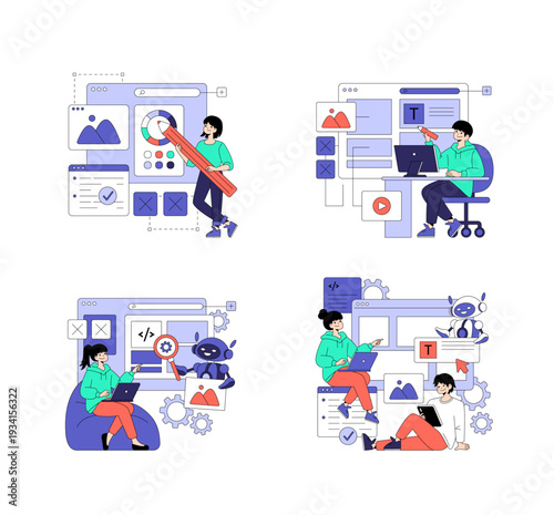 Vector Illustration of Creative Digital Design Process