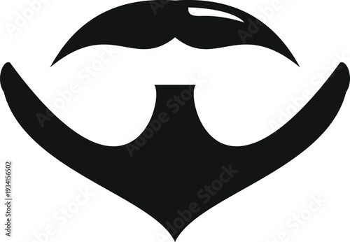 Black beard and mustache silhouette icon illustration for men's fashion and style grooming