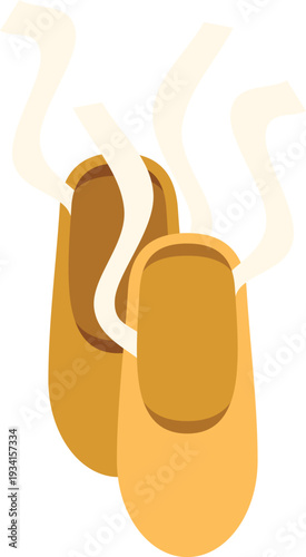 Yellow pointe ballet shoes with ribbons hanging, perfect for dance and performance