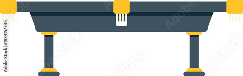 Gray snooker table with yellow accents on a white background, representing cue sports