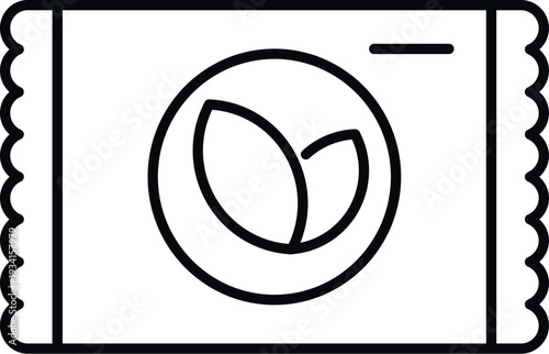 Snack packaging icon representing a natural and healthy product, designed in a simple line art style