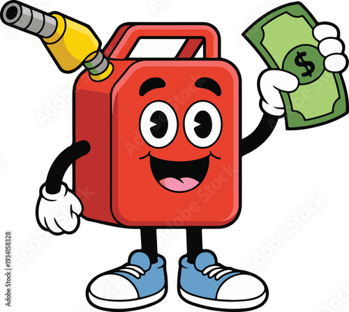 Retro Cartoon Gas Can Mascot, art and Illustration 