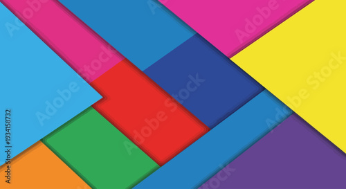 A colorful abstract geometric pattern with various shapes and vibrant hues