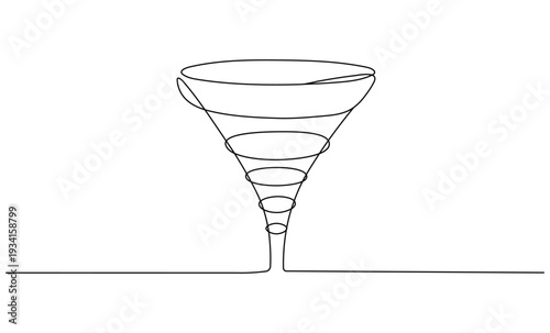 Funnel diagram illustrating a process or system with multiple stages and narrowing progression towards a specific goal