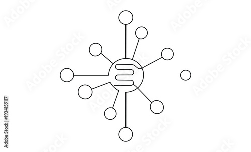 Simple vector illustration of a central node connecting to multiple nodes in a network configuration