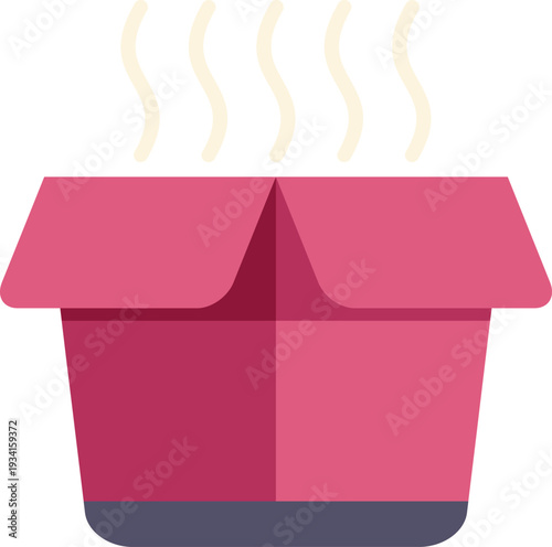 Steaming hot food takeout box representing fast food delivery service