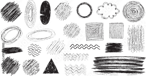 Abstract Scribble and Grunge Textures: Hand Drawn Shapes and Lines for Backgrounds and Artistic Overlays