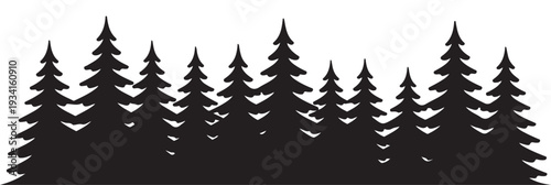 Forest background illustration of spruce and fir trees. set of forest silhouettes. coniferous trees vector