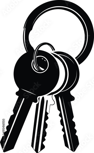 Bunch of keys on a keyring illustration vector graphic isolated on transparent background