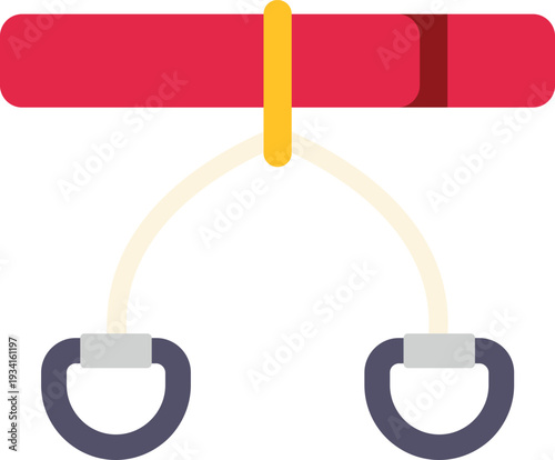 Resistance band with two ring handles attached, used for training and exercising