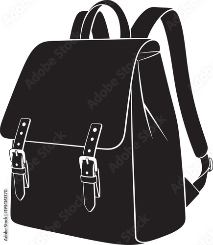 Classic Vintage Style Backpack with Buckles Silhouette