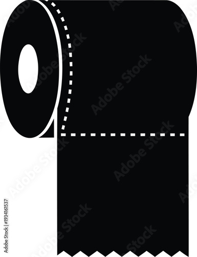 Toilet paper roll silhouette icon for hygiene and bathroom supplies vector illustration graphic sign