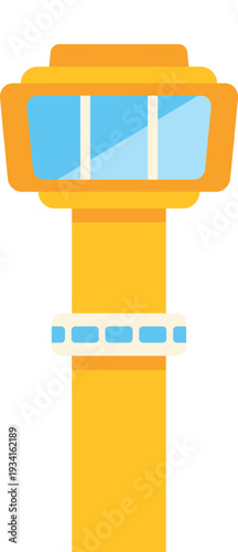 Air traffic control tower monitoring runway activity and guiding flights