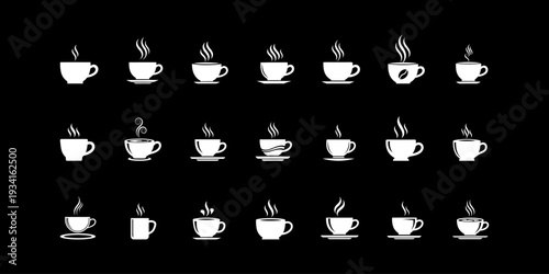 Clean and modern coffee shop logo set isolated on black  background