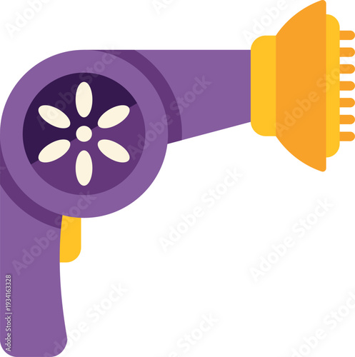 Hair dryer with diffuser attachment flat vector illustration