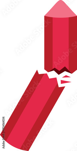 Red pencil broken in half symbolizing failure, breakdown, and impossibility