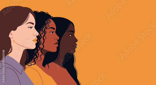 Diverse Women Profiles: Unity, Strength, and Empowerment. A concept of global sisterhood and inclusion.