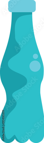 Modern flat style turquoise beverage bottle icon on white background