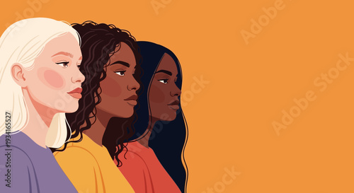 Diverse Women Standing Together: Unity, Empowerment & Global Sisterhood Illustration