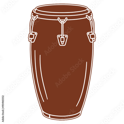 Illustration of a conga drum perfect for musical themed designs and cultural representations of afro caribbean instruments