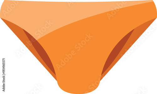 Minimalist orange bikini bottom illustration showing modern swimwear design on white backdrop