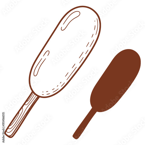 Illustration of corn dog with shadow perfect for culinary blog and fast food restaurant menu design or recipe book page