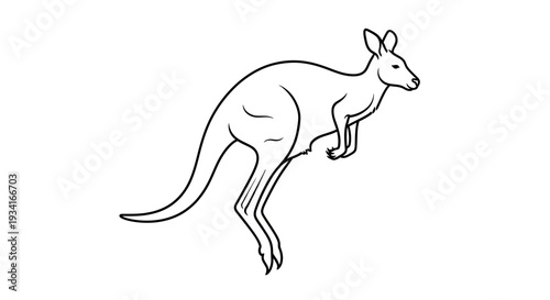 Simple line drawing of a kangaroo in profile.
