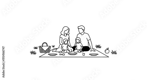 Family having a picnic together outdoors.